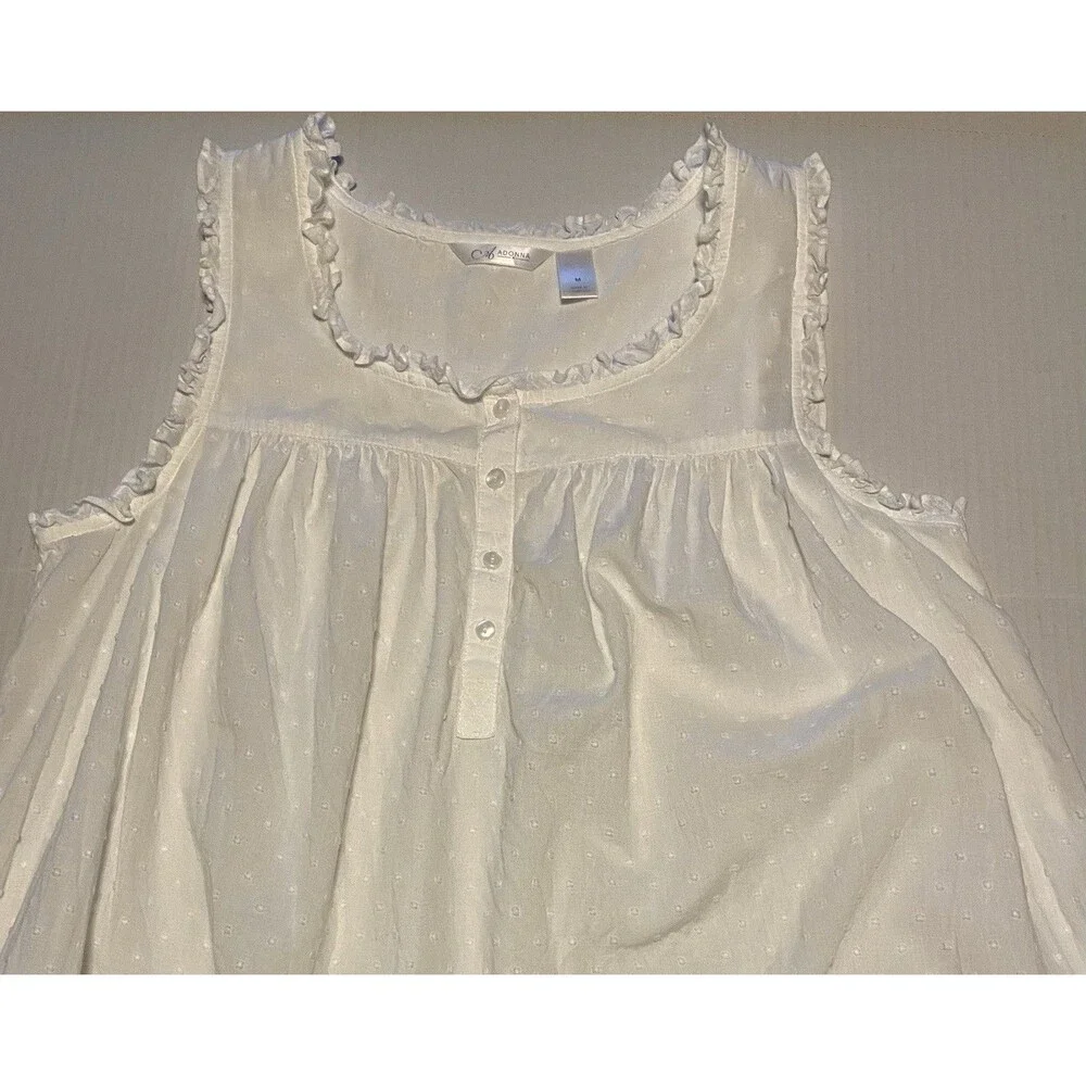 Adonna Sleepwear Nightgown Cotton Swiss Dot Sz M Cottagecore Prairie Romantic - Picture 5 of 15